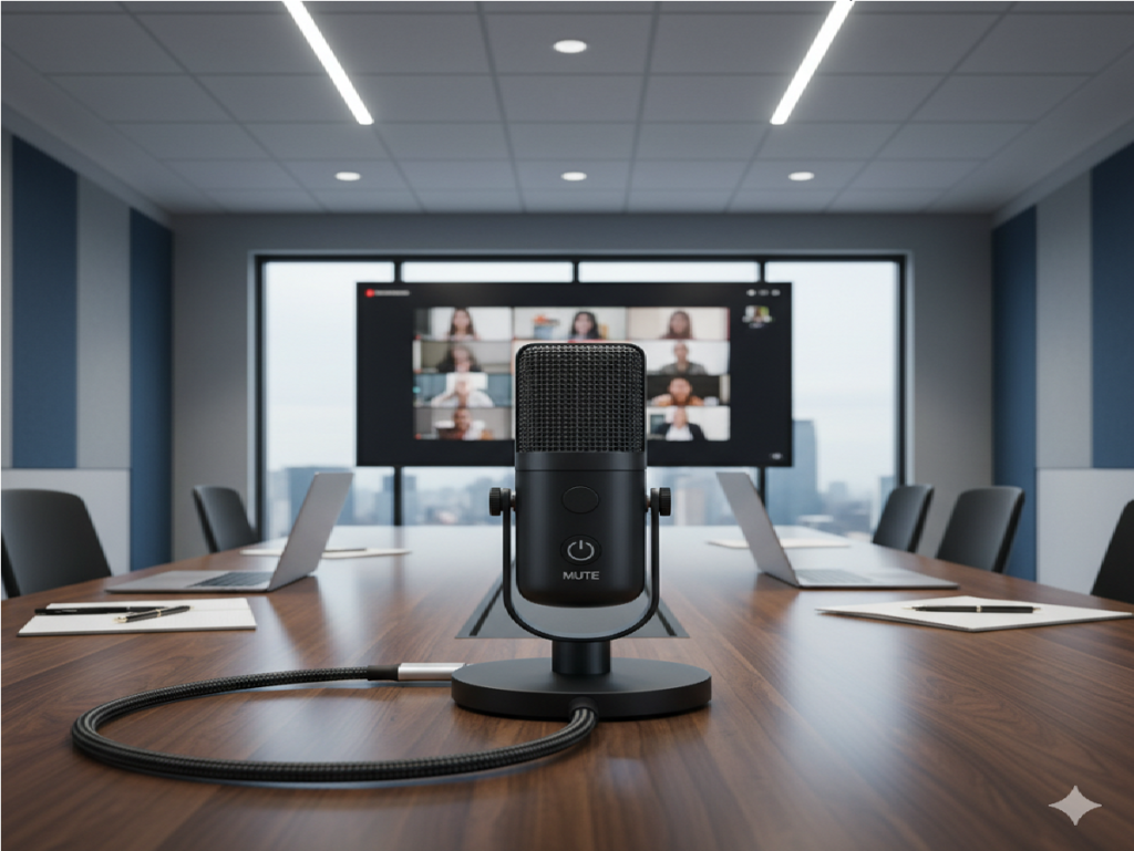 ELCOR Conference Room Cardioid Microphone Low Noise USB for Video Conferencing