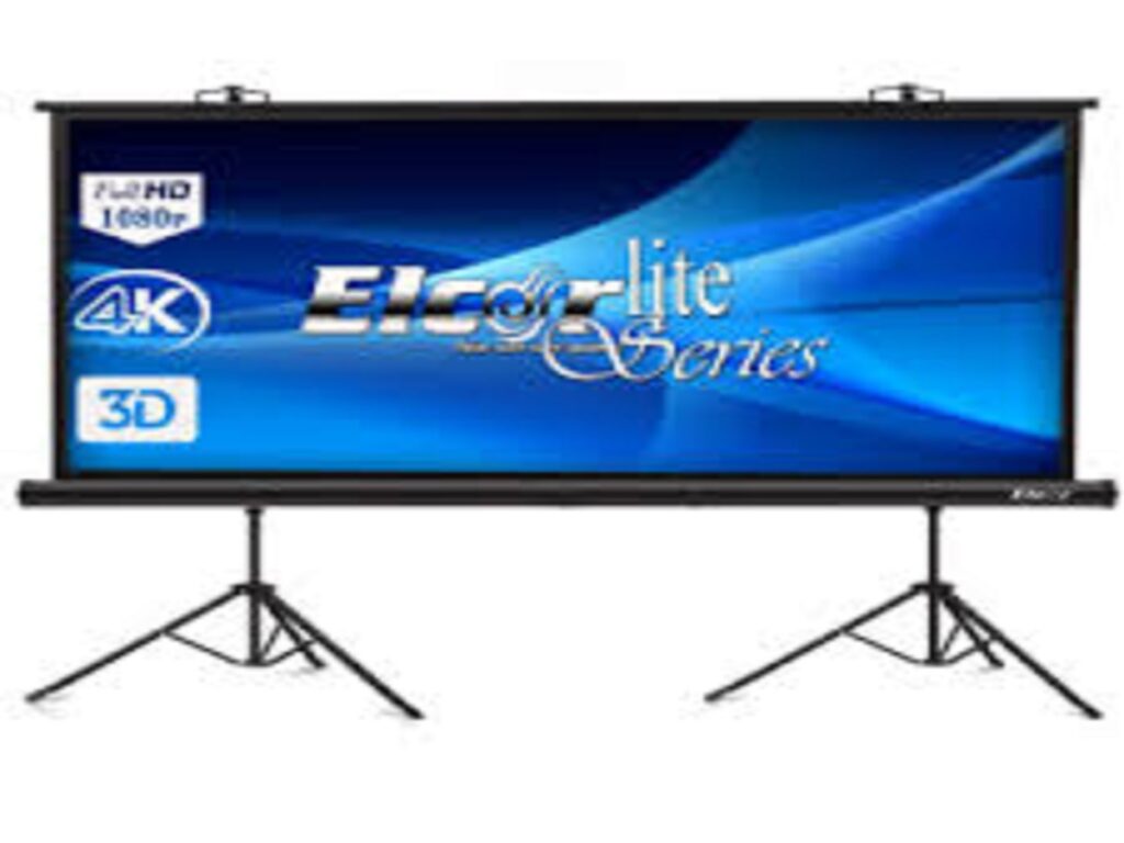 ELCOR Dual Tripod Portable Projector Screen 150-Inch 4:3 UltraHD/4K